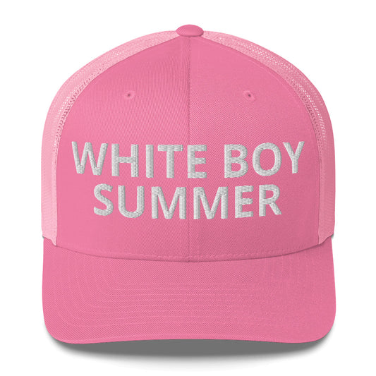 "WHITE BOY SUMMER" Pink Trucker Cap